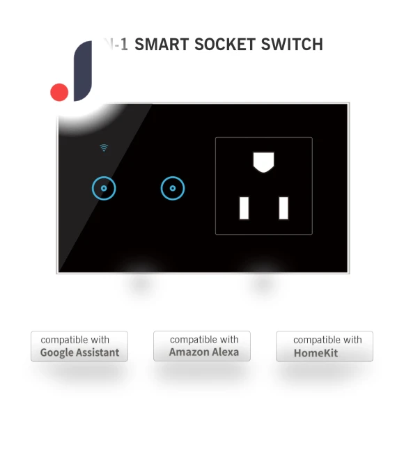 Wi-Fi Smart Wall Outlet with 1-Key Touch Light Switch — Outlet Switches, Optimized General