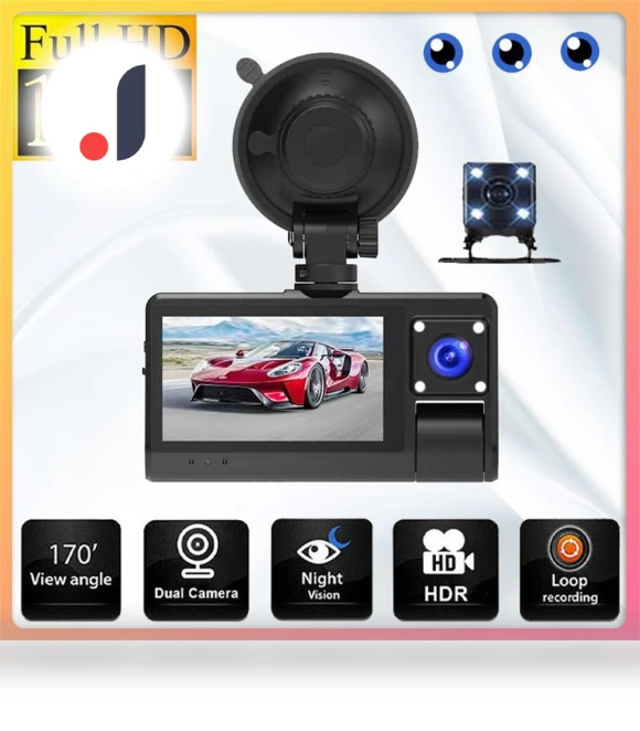3-Channel Wi-Fi Car Dash Cam — Dashboard Cameras, Rustic Elegance House