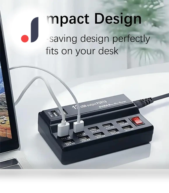 60W 12-Port USB Charging Hub — Power Hubs, Build My Home