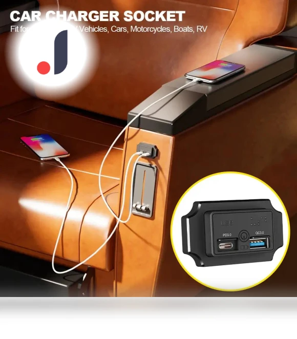 Car Charger QC 3.0 USB PD Type C with Touch Switch — Chargers, Rustic Elegance House