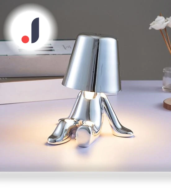 Golden Person Statue Desk Lamp with USB Charging — Desk & Table Lighting, Hercules