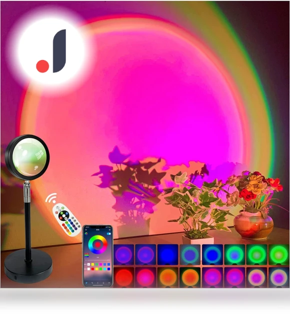 Smart Bluetooth Night Light Rainbow Sunset Projector Lamp — Night Lights, Supermarket GO