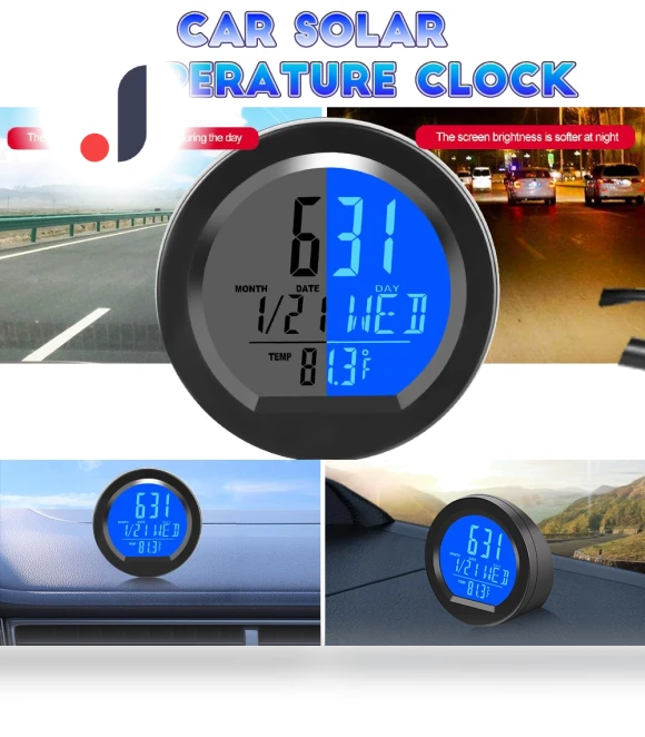 Solar Charging or Battery Powered Car Digital Watch — Clock, Rustic Elegance House