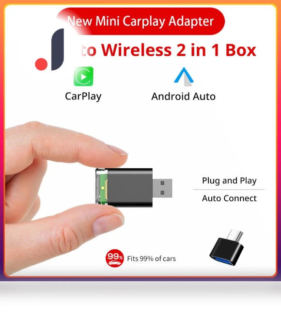 2-in-1 Wireless Carplay and Android Auto AI Box — Stereo Receivers, Vinde Home