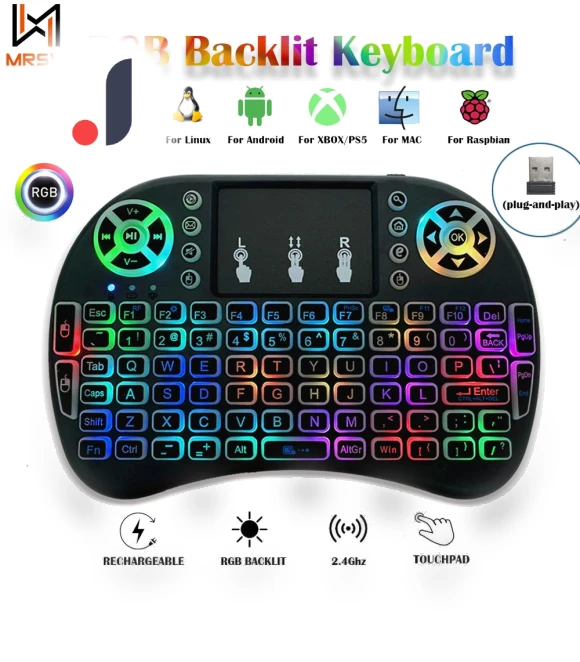 RGB Backlit 2.4G Mini Wireless Keyboard with Touchpad — Keyboards, Vinde Home