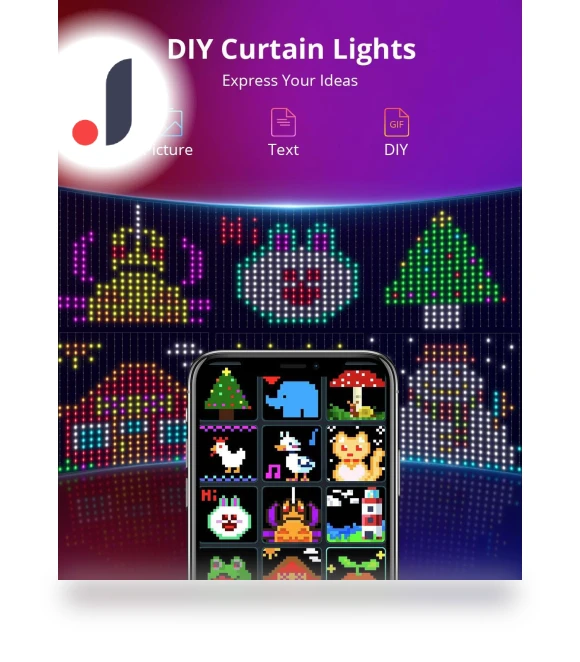 Smart Curtain String Light DIY Picture Text Led Display — String Lights, AE Selection