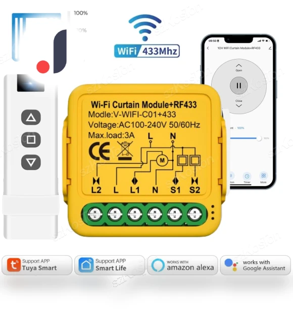 Smart WiFi RF433 Curtain Switch Module — Smart Home Modules, Super Dream Home
