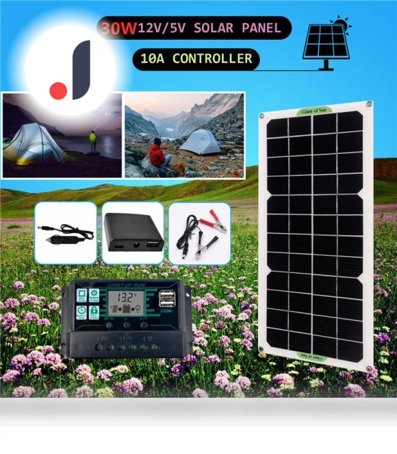 Solar Panel 12V 30W with Controller — Portable Power Solutions, Simplistic Living Home