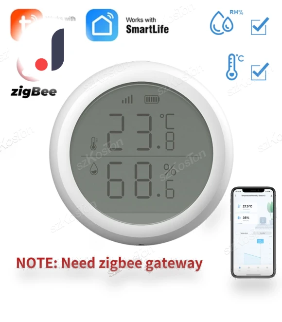Temperature and Humidity Sensor with LCD Display — Home Climate Control, Tuya Smart