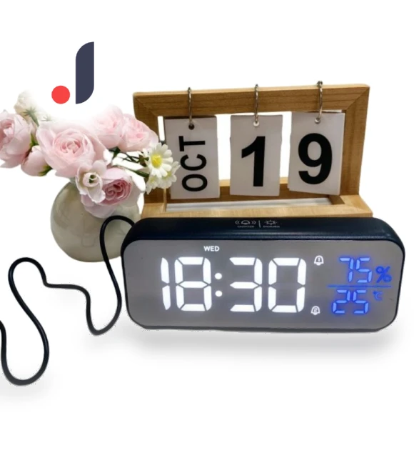 Digital Alarm Clock with Temperature and Humidity Sensor — Alarm, DC-HOME-4