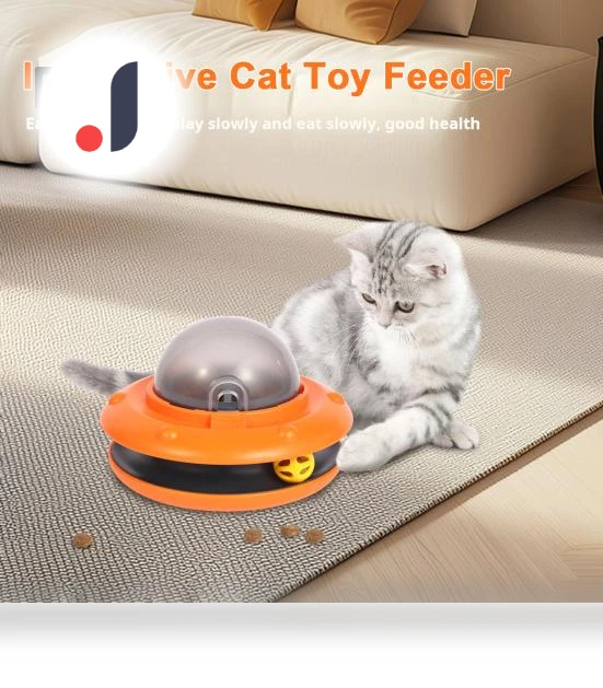 Interactive UFO-Shaped Slow Feeder with Ball Track — Slow Feed, Kitty Cat House