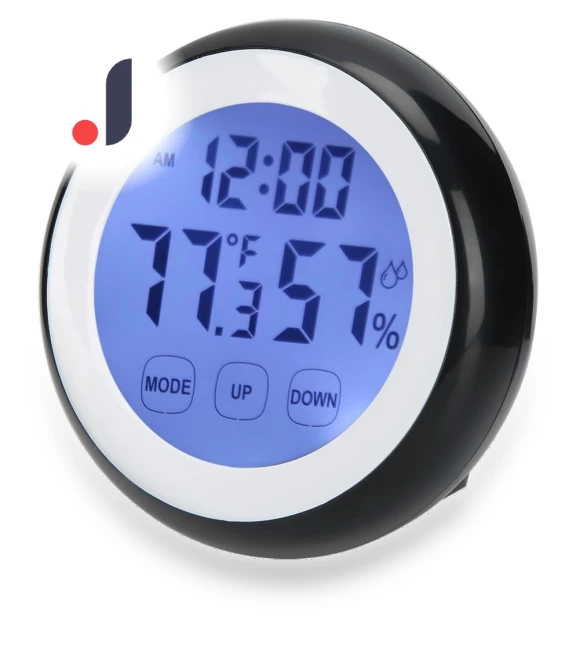 Round Digital Alarm Clock with Temperature and Humidity Display — Alarms & Clocks, Tooarts