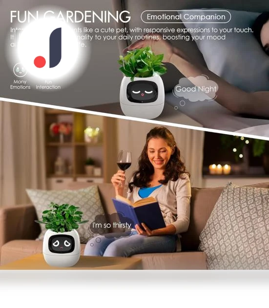 Smart Flower Pot with AI Expressions — Indoor Mini Gardens, DYS Home Decor