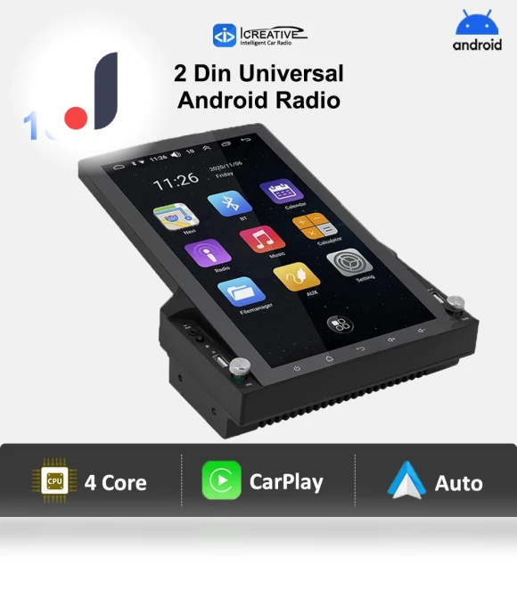 10.1-inch 2Din Universal Android Radio with Tesla-style Vertical Touchscreen — Stereo Receivers, Auto Accessories Home