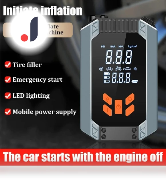 12V Car Emergency Starter with Wireless Lithium Smart Air Pump — Jump Starters, Cars Auto Home