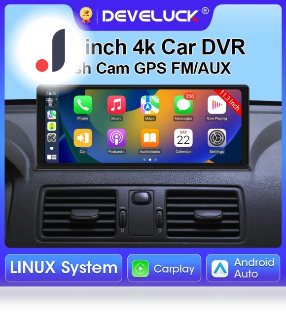 4K Wireless Carplay Android Auto AI Screen Dash Cam — Rearview Cameras for Cars, Auto Accessories Home