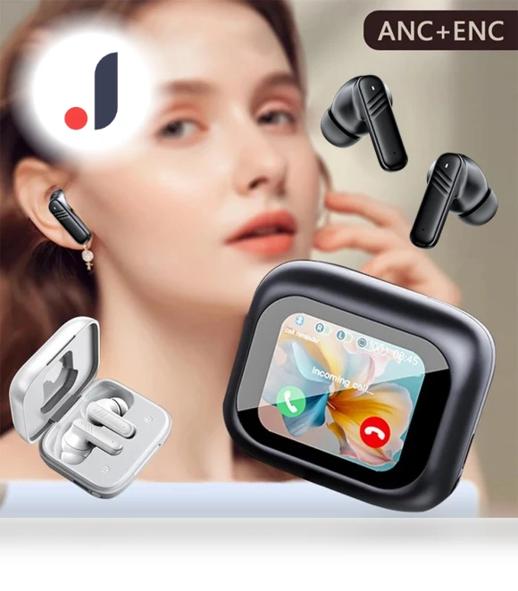 Bluetooth Earbuds with Touch Screen and ANC — In-Ear Headphones, Auto Accessories Home
