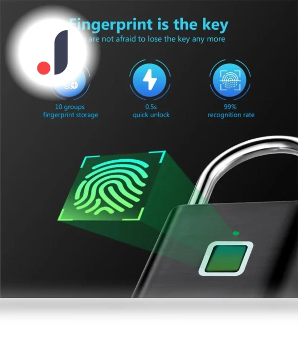 Smart Fingerprint Padlock — Biometric Security, Auto Launcher