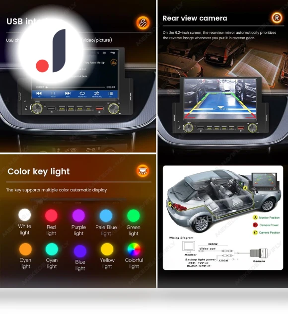Universal 1Din Head Unit with 6.2" Touchscreen — Stereo Receivers, Auto Launcher