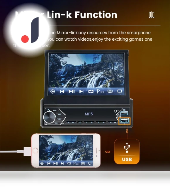 Universal 7" Slide-Out Touch Screen Car Stereo — Stereo Receivers, Auto Launcher