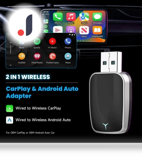 Wireless CarPlay Android Auto Adapter — Stereo Receivers, Auto Launcher