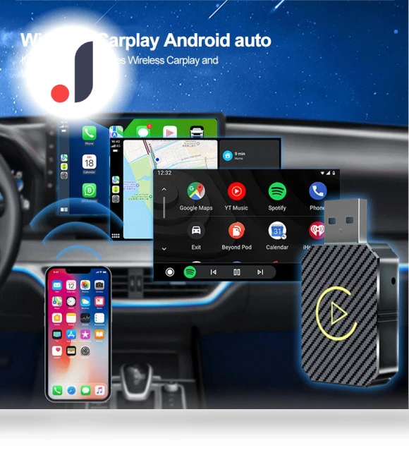 Wireless CarPlay Android Auto Adapter — Stereo Receivers, Auto Launcher