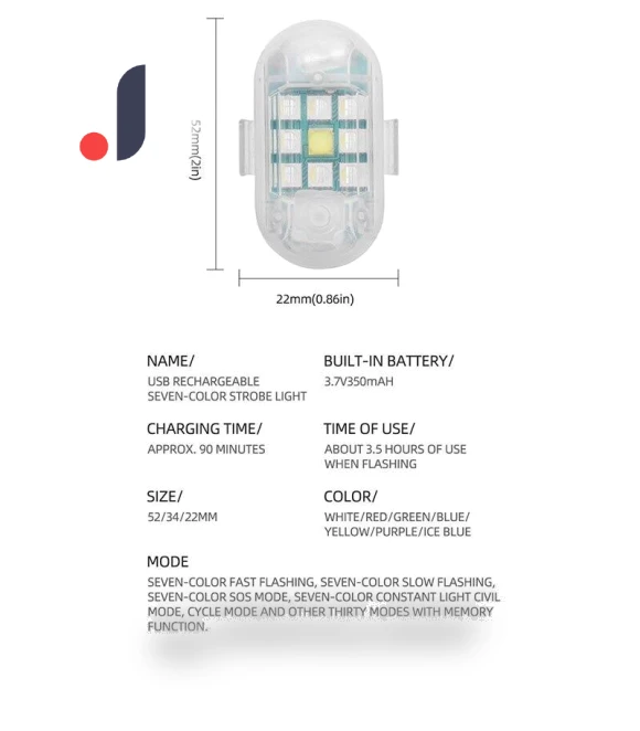 Wireless Remote Control LED Strobe RGB Flashing Warning Light — Vehicle Safety Signals, Cars Auto Home