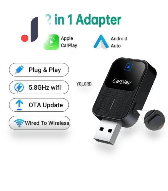 2-in-1 Wired Wireless Adapter for Carplay Android Auto — Car Essentials, Simplistic Living Home