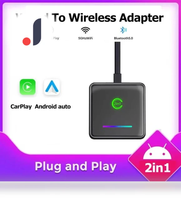 2-in-1 Wireless CarPlay Android Auto Adapter — Stereo Receivers, Simplistic Living Home