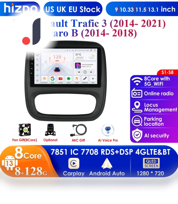 4G AI Voice Android Auto Radio — Navigation & GPS Accessories, Hizpo
