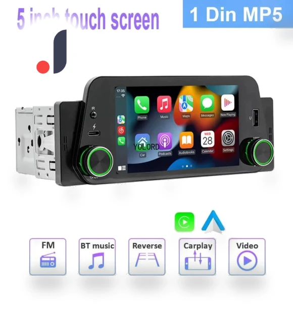 5-inch Wireless Carplay 1Din MP5 Player Car Stereo — Stereo Receivers, Simplistic Living Home