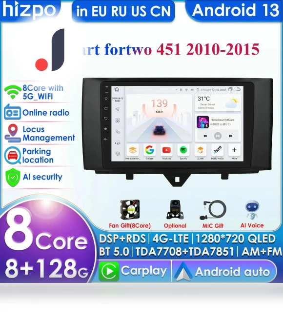 Carplay 4G Android 13 Car Radio — Navigation & GPS Accessories, Hizpo