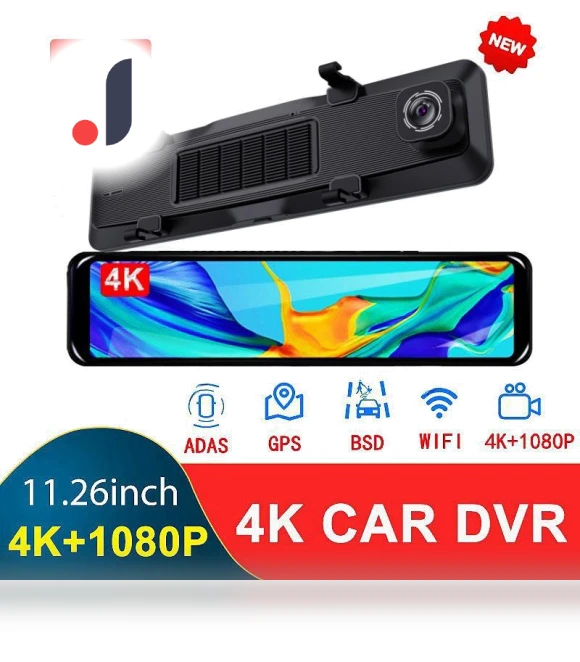 Full Screen 4K 12 Rear View Mirror with Dual Recording Dash Cam — Rearview Safety Systems, AI Supermarket