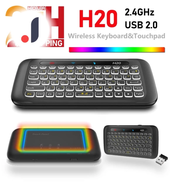 Mini 2.4Ghz Wireless Keyboard with Backlight Touchpad Air Mouse IR Tilt Remote Control — Keyboards, Super Star Mall