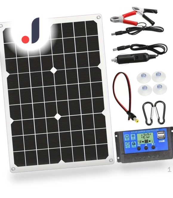 Portable Solar Panel Kit with Charge Controller — Solar & Wind Power, Fashion Jelewery