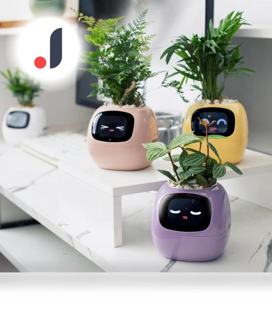Smart Flower Pot with AI Expressions — Vegetables, Amusedly