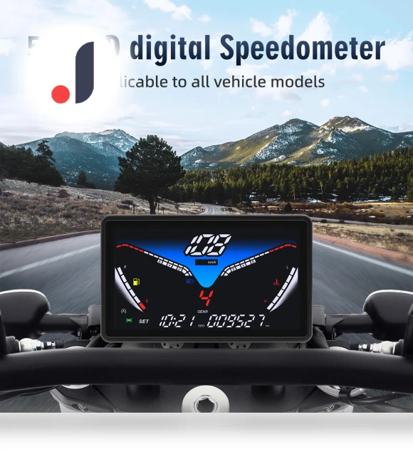Universal Digital Speedometer LCD RPM Tacho Oil Gauge Water Temp Gear LED Indicator — Speedometers, Dream Garage