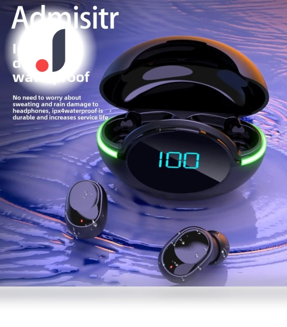 Wireless Bluetooth Headset with Mini LED Touch Display — In-Ear Headphones, Admisitr