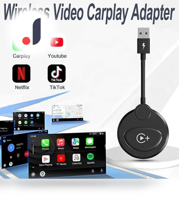 Wireless CarPlay Video Adapter with Netflix/YouTube/TikTok Support — In-Car Multimedia Systems, Simplistic Living Home