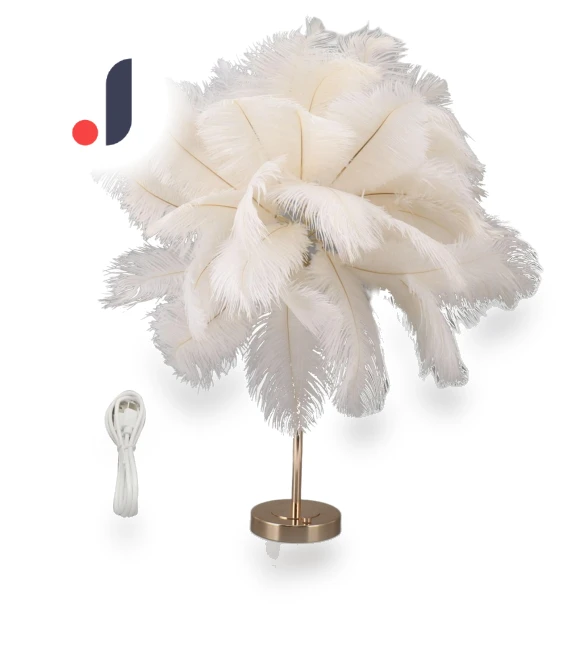 Feather Table Lamp with 3-Color Touch Switch — Desk & Table Lighting, GoolRC