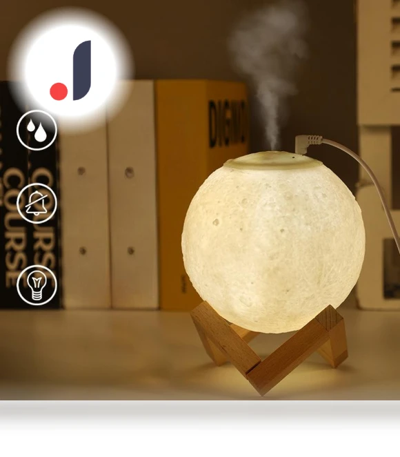 3D Moon Shape Air Humidifier with LED Night Light — Air Moisturizers, Pento Smart