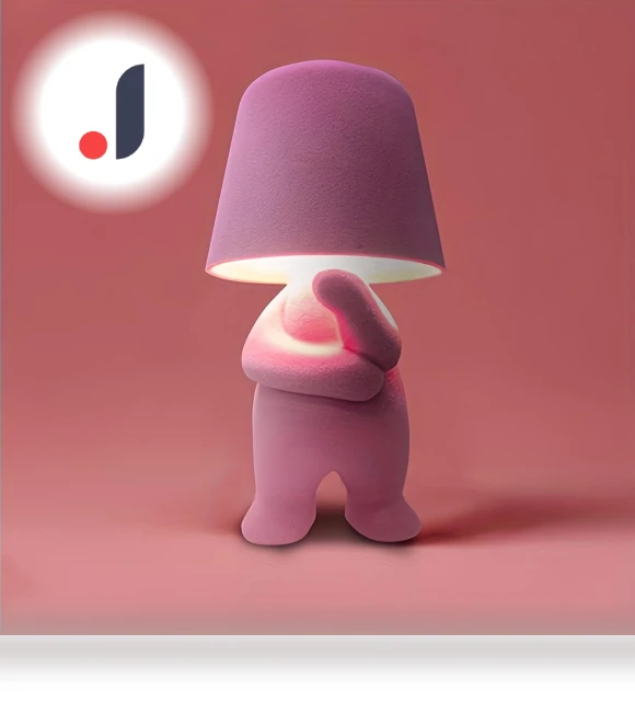 Bedside Touch Console Lamp with Velvet Thinker Figure Decoration — Desk & Table Lighting, Living style