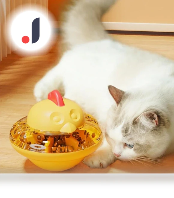 Cat Food Dispenser with Chicken Shaped Puzzle Toy — Cat Playthings, Smart Pet Supplies