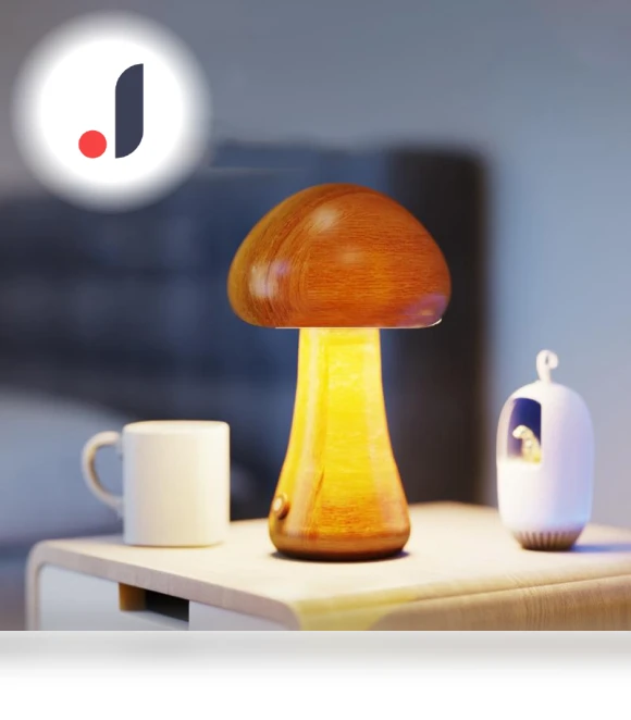 Rechargeable Wooden Mushroom Lamp — Desk & Table Lighting, Chic Home