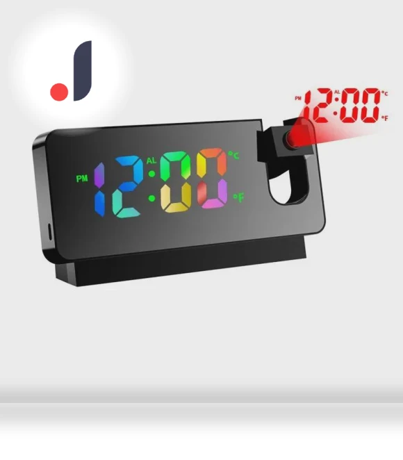 Silent Digital LED Alarm Clock with Temperature Display and Red Light Projection — Alarm, VividTrove