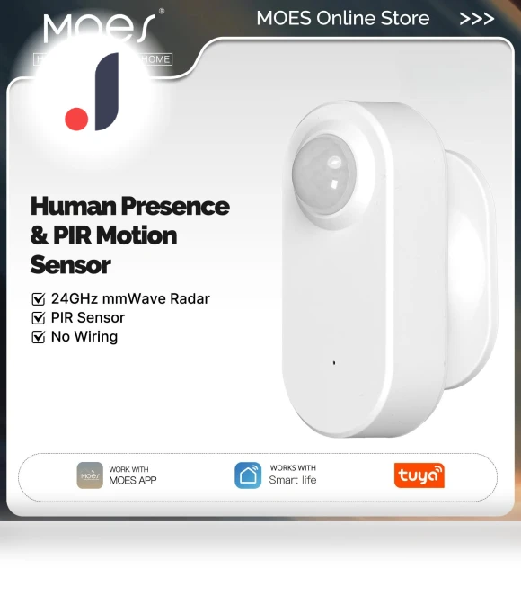 Smart Radar 24GHz mmWave Wireless Human Presence PIR Sensor — Smart Home Security, MOES