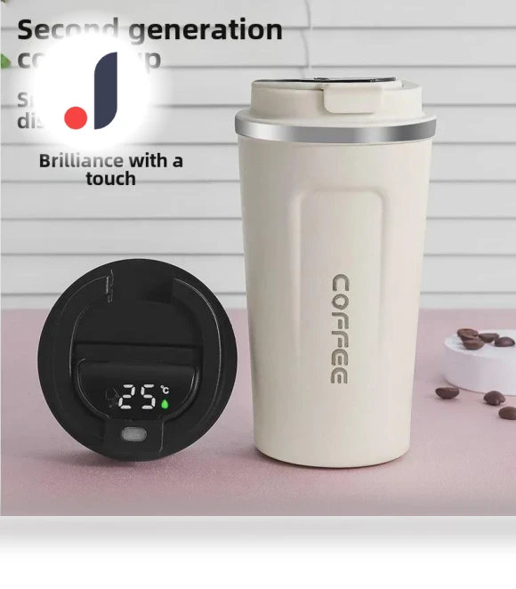 Smart Temperature Display Stainless Steel Coffee Cup — Beverage Warmers, VividTrove