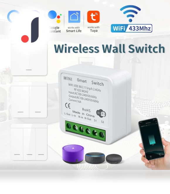 16A Tuya WiFi DIY Smart Switch Power Monitor — Smart Home Hubs & Controllers, Modern Home Furnishing