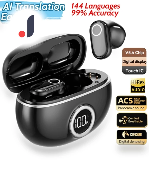 AI Real-Time Translation Earbuds — Receivers & Adapters, Junmaocun