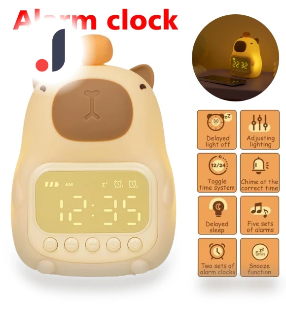Capybara Night Light Alarm Clock — Clocks, DC-HOME Textile